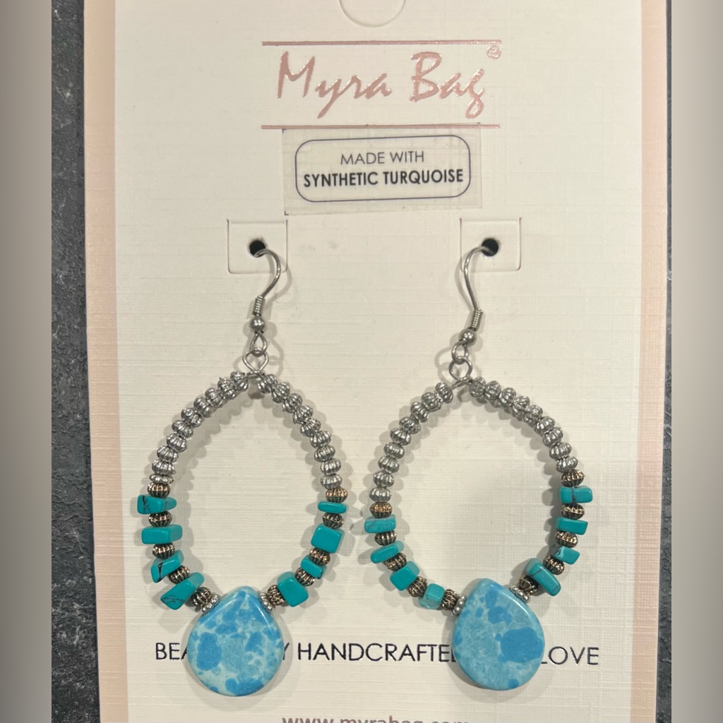 Myra Bag Blue And Silver Beaded Earrings New 16$